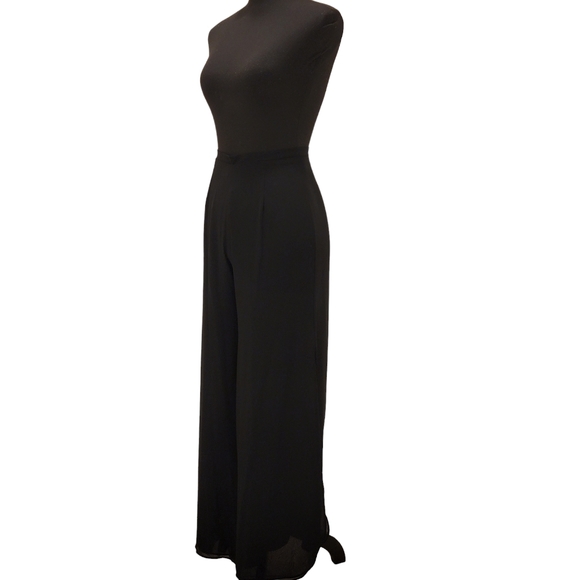 Dana Kay Sheer Palazzo Wide Leg Pants with Lining and Side Slits - Picture 7 of 12